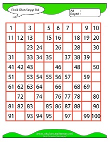 Eksik Sayıyı Bul Çalışma Sayfaları